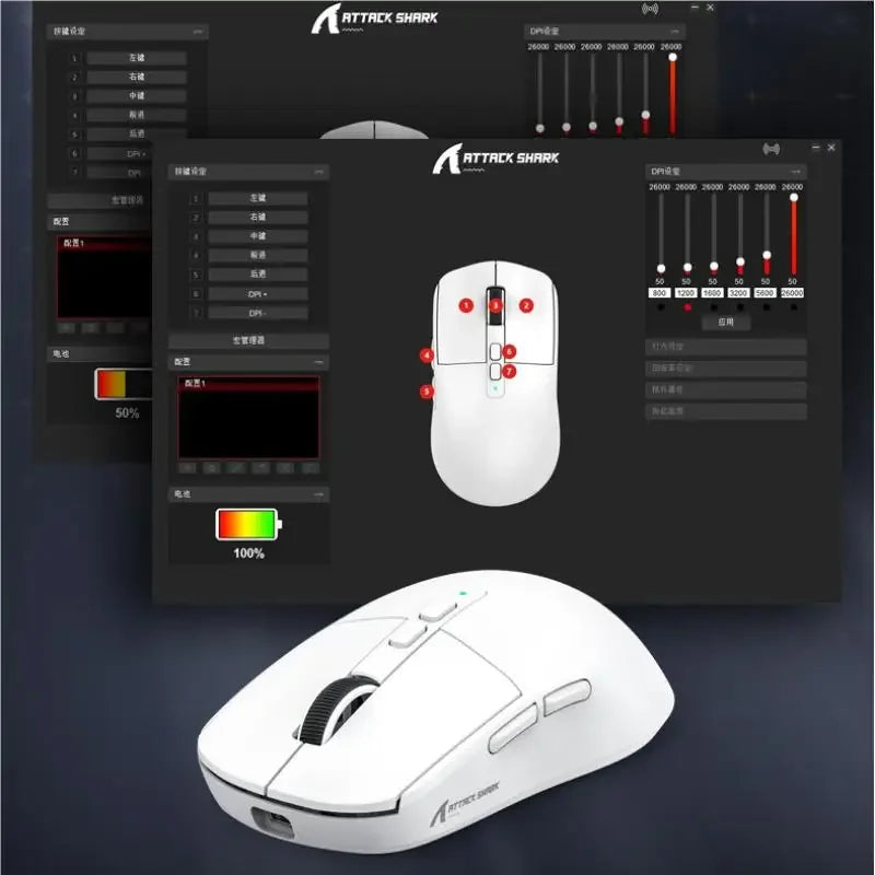 Attack Shark X6 PixArt PAW3395 Gaming Mouse, Bluetooth Tri-Mode Connection, RGB Touch Magnetic Charging Base