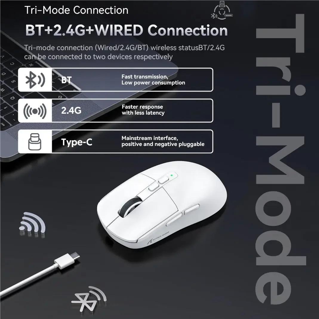 Attack Shark X6 PixArt PAW3395 Gaming Mouse, Bluetooth Tri-Mode Connection, RGB Touch Magnetic Charging Base