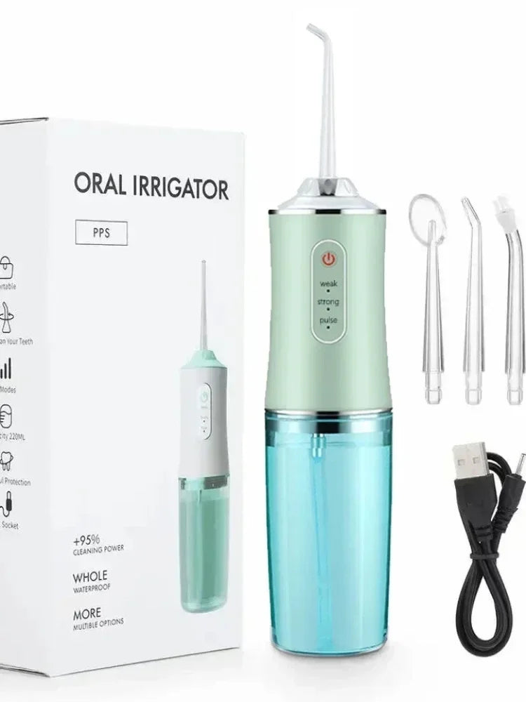 Electric Dental Water Flosser Oral Irrigator Portable Dental Bed Sprinkler Jet Toothpick Mouth Washing Machine 4 Nozzle