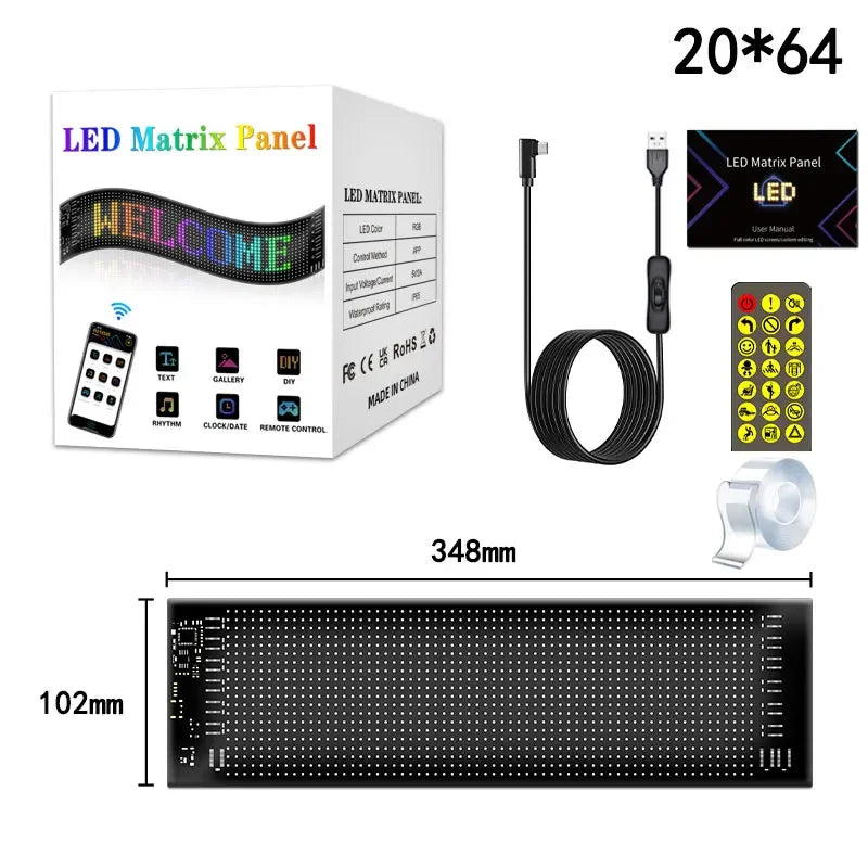Led Eyes For Truck Led Matrix Panel RGB LED Car Panel DIY Programmable Bluetooth App Control Scrolling Light