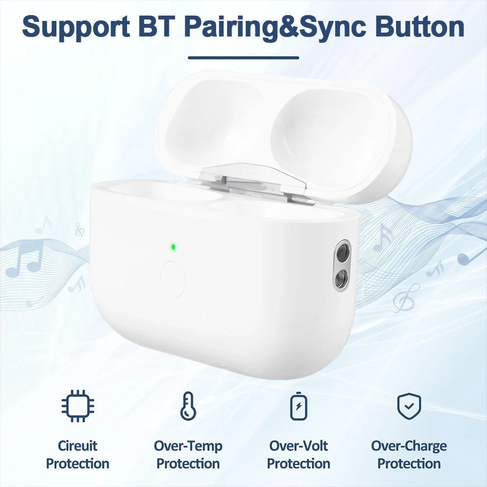 600/450mAh Wireless Charging Box For AirPods Pro 2nd 2022 & 1st 2019 Gen Replacement Charging Case with BT Pairing Sync Button