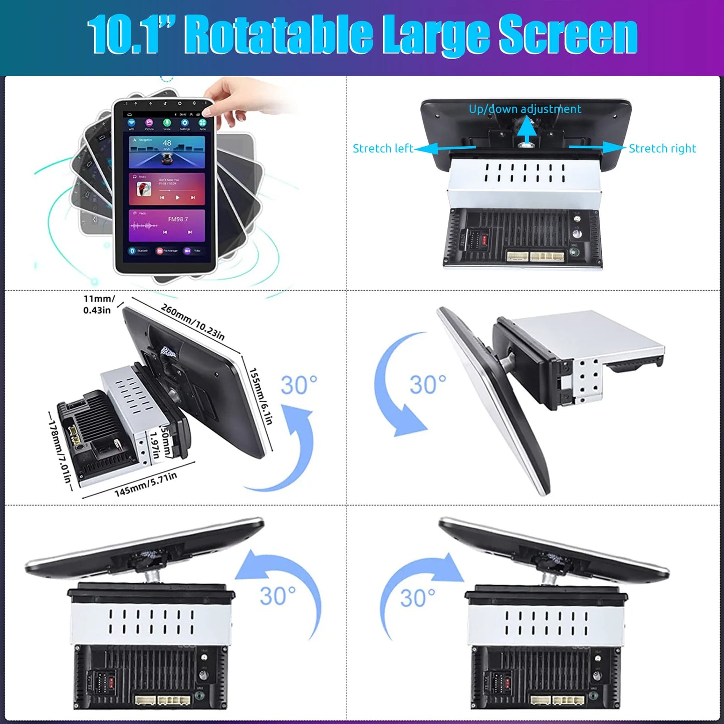 ESSGOO 10" Android 13 4+64G Apple Carplay Android Auto Car Stereo Radio Single 1 DIN GPS Nav Bluetooth FM RDS WIFI USB EQ SWC