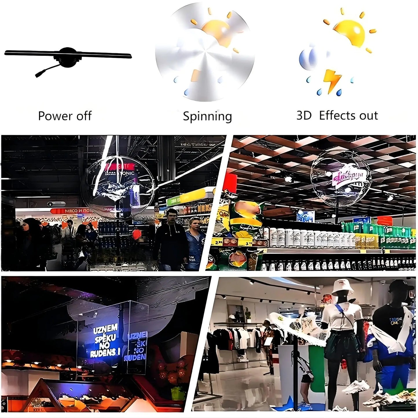 Porgrammable 3D Hologram Fan Projector HD 42CM WiFi for Advertising Holographic Displays Xmas Parties Bars Stores