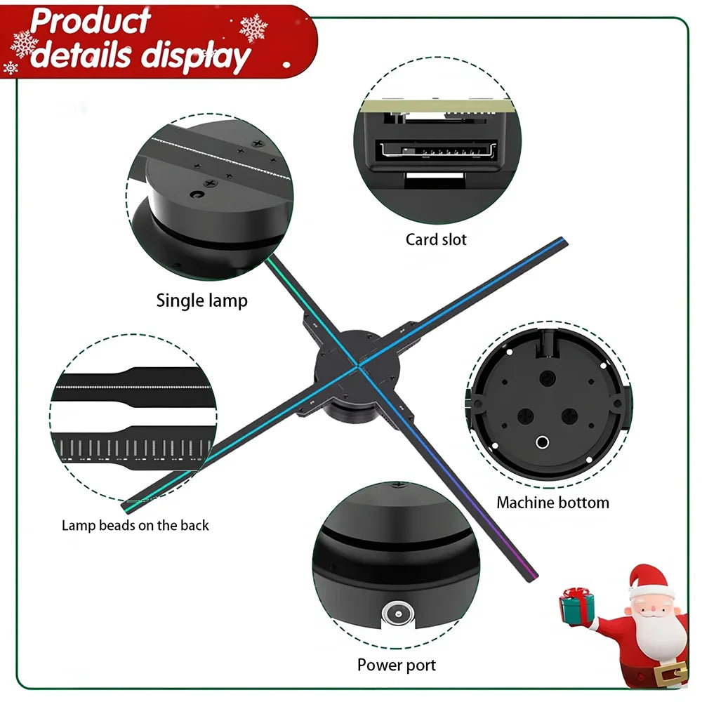 52cm 3D Hologram Fan Projector HD LED Holographic Player Advertising Display Machine WiFi APP Remote Control for Shopping Mall