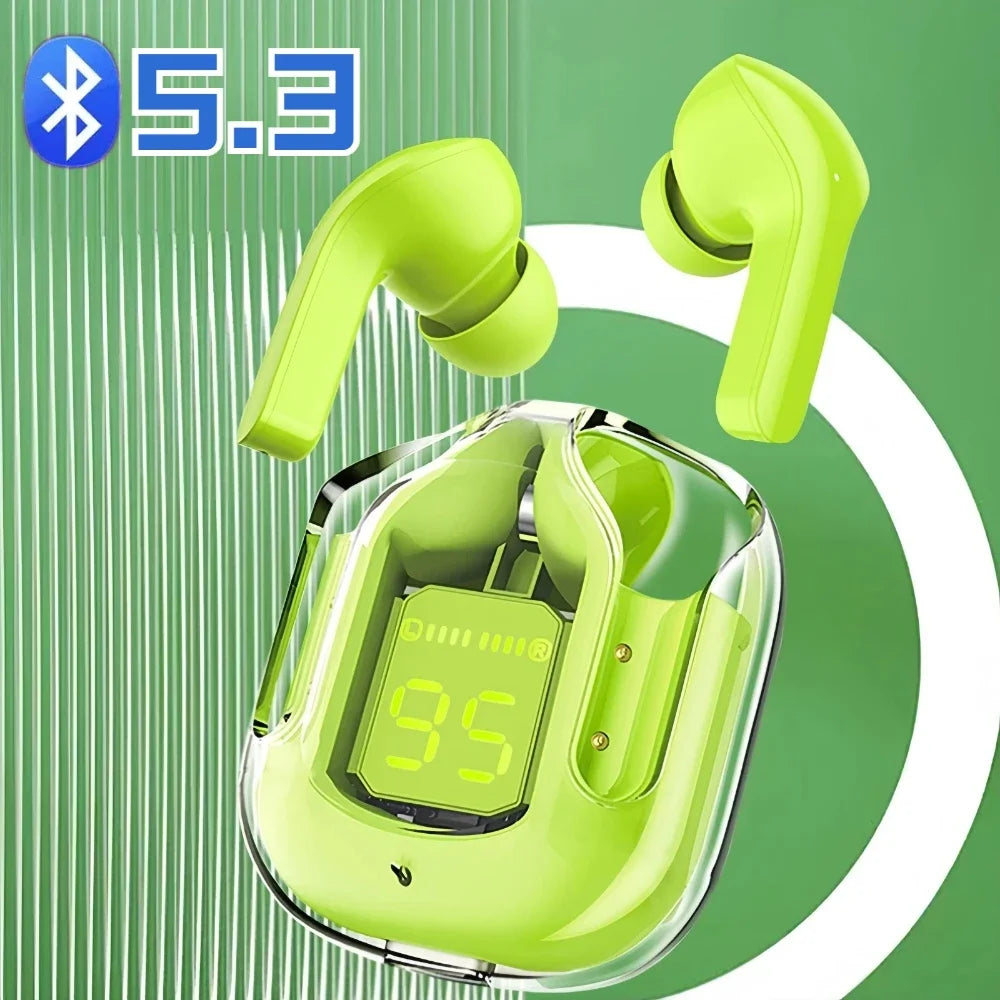 Original Wireless Bluetooth Earphone Transparent HIFI Headphones LED Power Digital Display Stereo Sound Earphones for Xiaomi