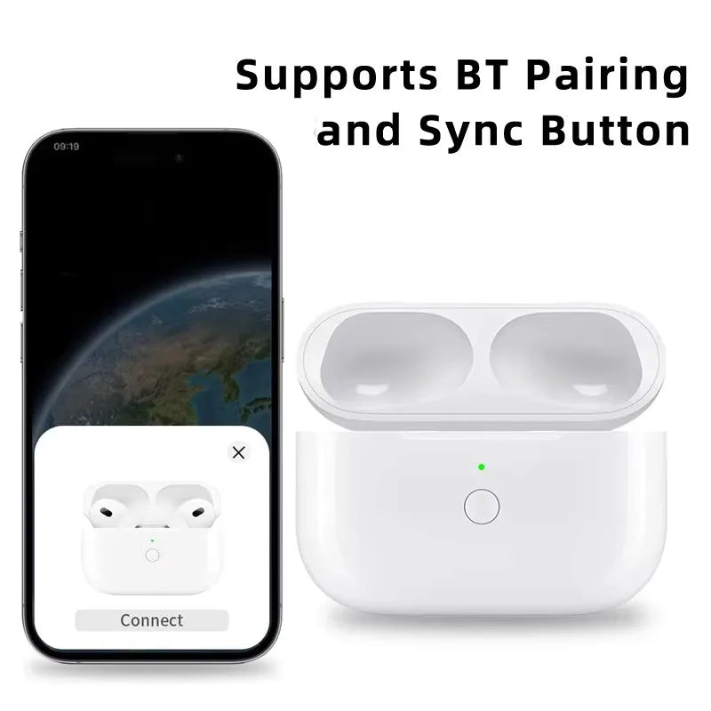 Wireless Charging Case for AirPods Pro 2nd and 1st Gen with Bluetooth-Compatible Sync Button and 450mAh Battery Airpods3 4 Charg