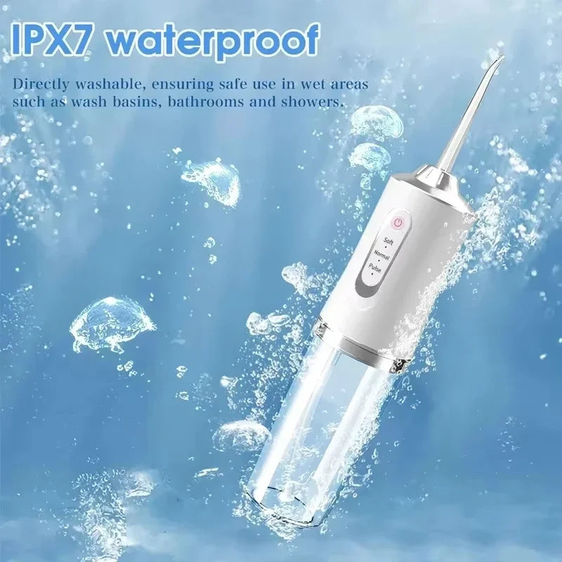 Electric Dental Water Flosser Oral Irrigator Portable Dental Bed Sprinkler Jet Toothpick Mouth Washing Machine 4 Nozzle