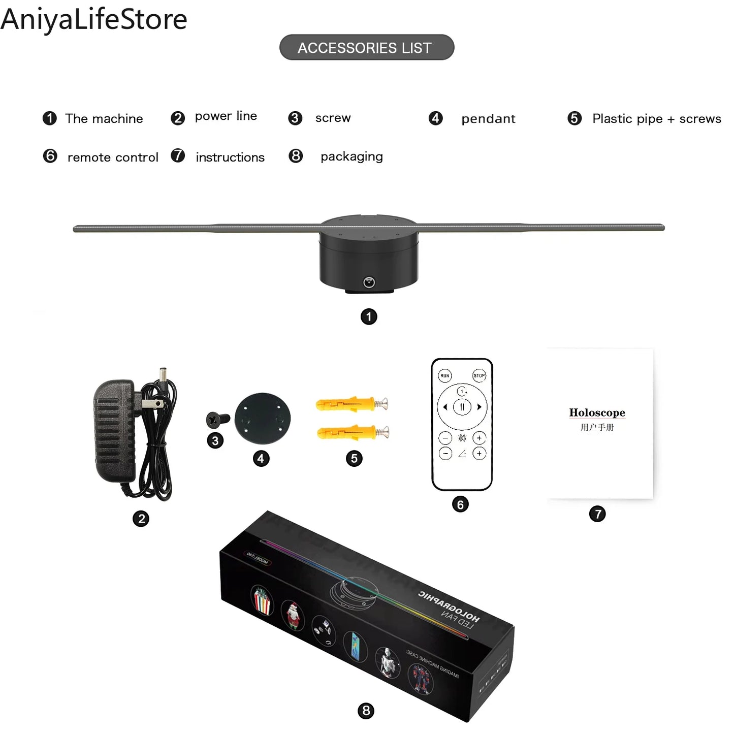 3D Fan Hologram Projector 40Cm Wall-Mounted Support Images And Video Wifi Led Sign Holographic Lamp Player Advertising Display