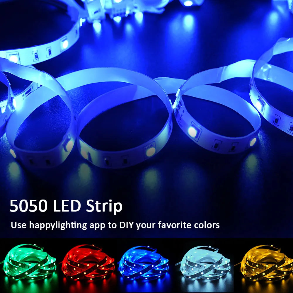 LED Strip Lights, Ultra-Long RGB 5050 LED Strips with Remote Controller, Color Changing Tape Light with 12V  Adapter for Bedroom