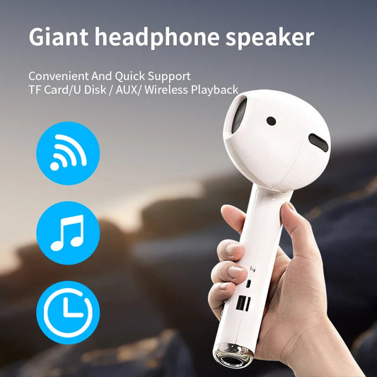 Wireless Speaker  AirPods Model With Oversized Shape Spoof Subwoofer GiantSecond Generation Big Headphones Inserted U Disk TF