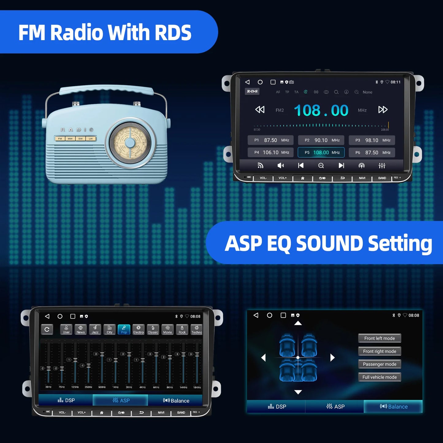 ESSGOO 9" Android 14 4+64G CarPlay Car Stereo Radio for VW Golf 5 6 Passat B6 B7 Polo Touran Tiguan Caddy GPS Navi WIFI RDS FM