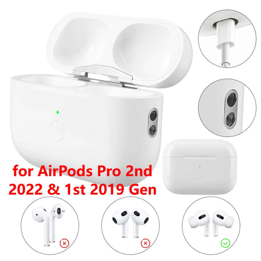 600/450mAh Wireless Charging Box For AirPods Pro 2nd 2022 & 1st 2019 Gen Replacement Charging Case with BT Pairing Sync Button
