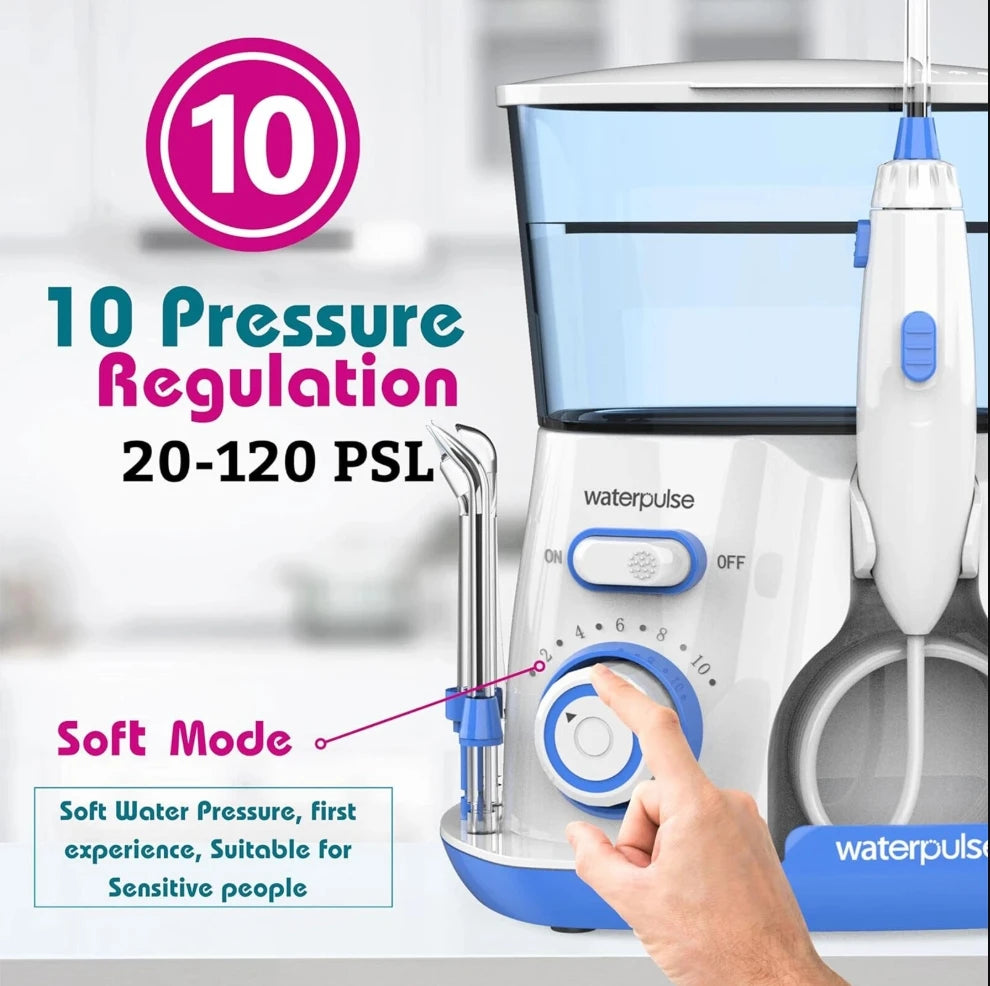 Waterpulse V300 800ml Electric Water Flosser High Pressure Oral Irrigator For Teeth Cleaning Braces Gum Care 5 Nozzles Portable