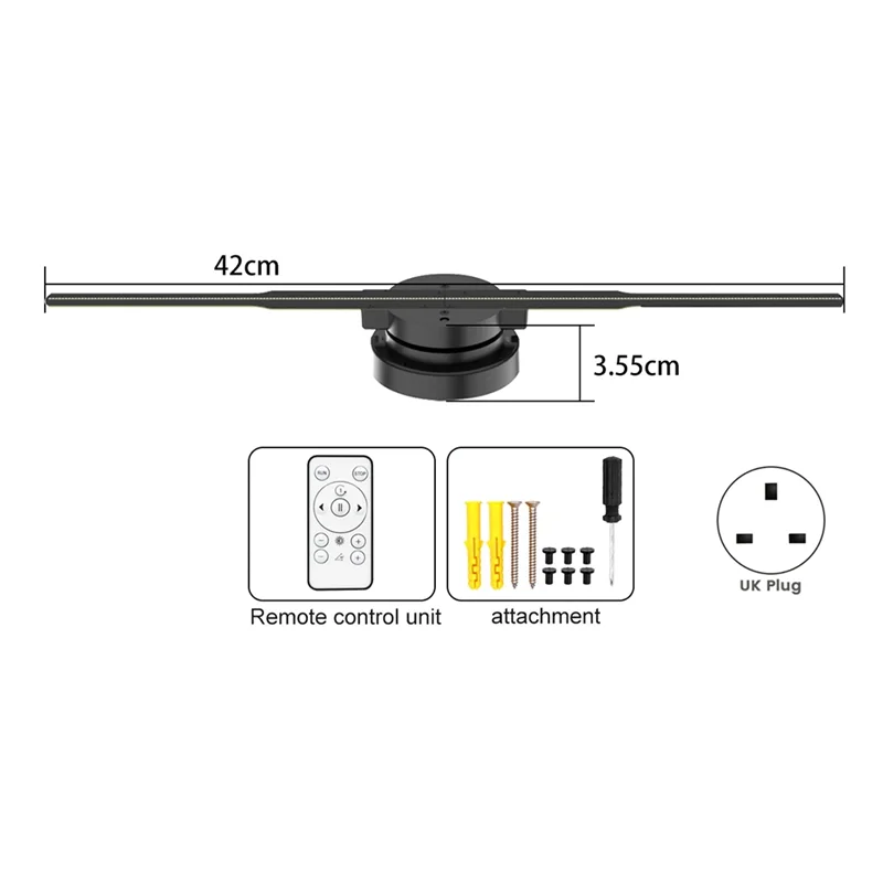 A19F-42Cm 3D Hologram Projector Fan LED Sign Holographic Player Support Image Bar Party Advertising Display Light