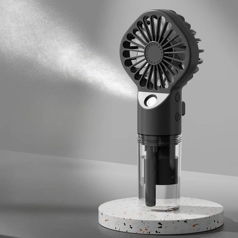 Portable Water Mist Fan USB Charging Handheld Mini Quiet Air Cooling Fan 4 Speed Humidification Spray Fan for Home Office